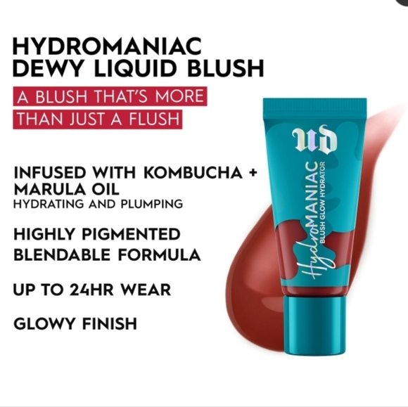 New Urban Decay Hydromaniac Dewy Liquid Blush Rebellious - Picture 2 of 12